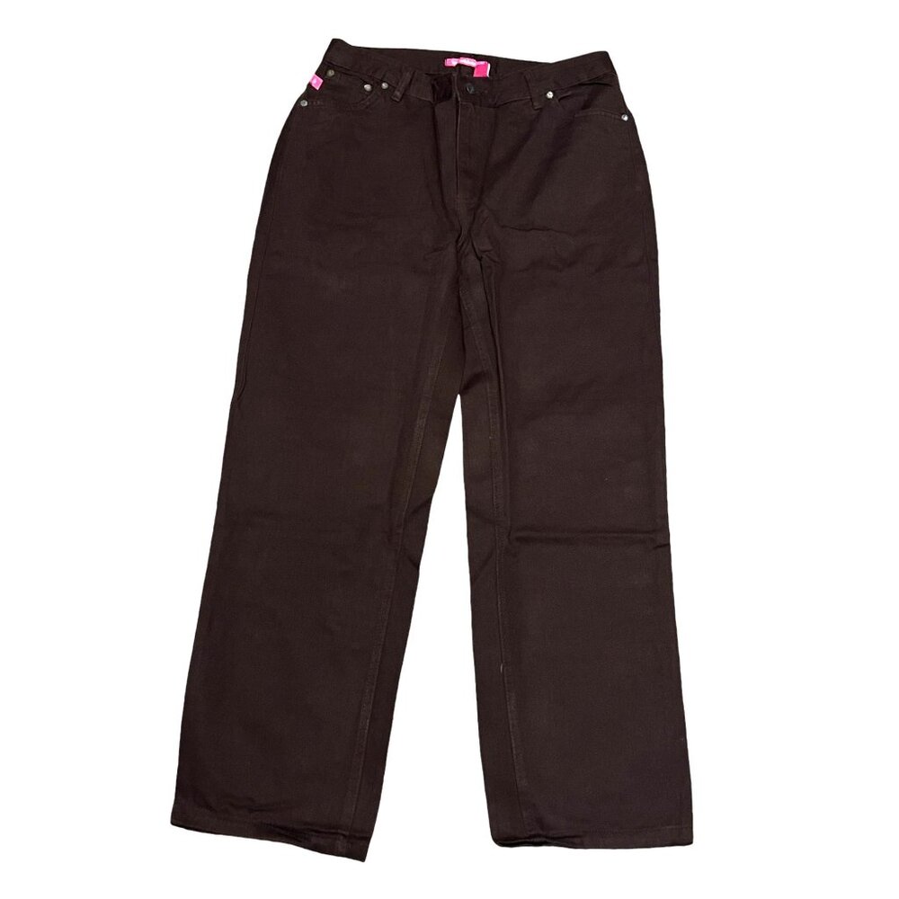 Woman Within NWOT Perfect Relaxed Cotton Jean Sz 12 Wide Brown - Picture 12 of 16